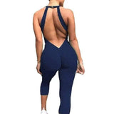 Yoga Pants, Honeycomb Pants, Female Yoga Fitness Jumpsuit-Navy Blue-6