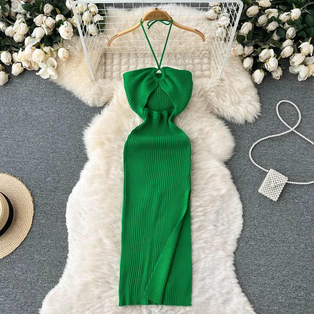 YuooMuoo Chic Fashion Sexy Package Hips Split Knitted Summer-green-13