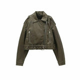 ZVRI 2023 Women Vintage Loose Pu Faux Leather Short Jacket-1