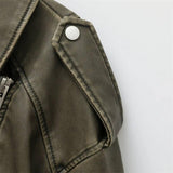 ZVRI 2023 Women Vintage Loose Pu Faux Leather Short Jacket-5