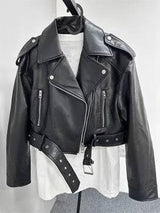 ZVRI 2023 Women Vintage Loose Pu Faux Leather Short Jacket-black-8