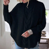 Pullover sweater women loose sweater-Black-10