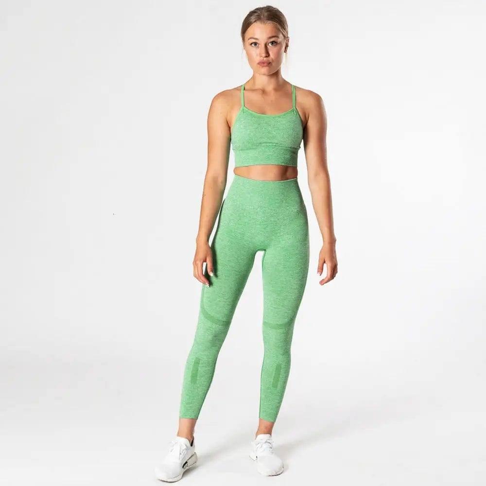 Seamless yoga set-Green-5