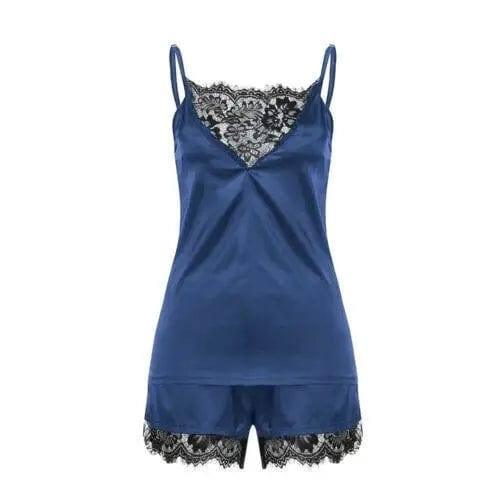 lace lingerie set-Blue-4