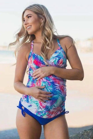 Split belly covering pregnant women bikini-Wave-1