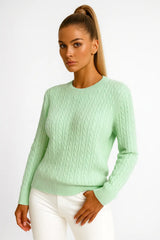 Women’s cable-knit sweater – soft crewneck pullover for everyday wear