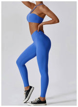 Women Sexy Sport Yoga Set Outfit Fitness Workout Clothes-2pcs set blue-1